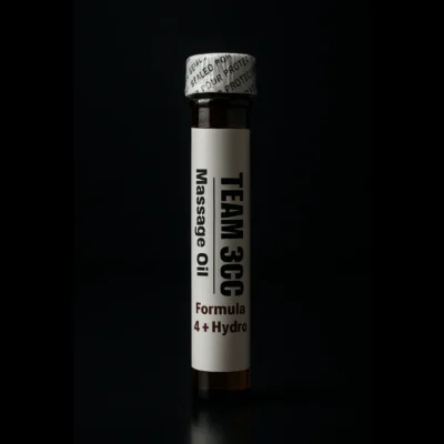 Team 3CC Massage Oil Formula 4 Product Image with Black Background